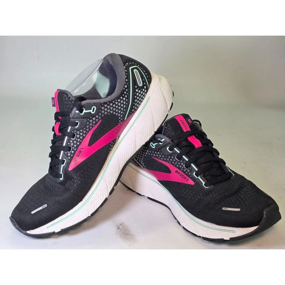 Brooks Ghost 14 Women's Size 10 D Wide UK 8 Black Pink Running Shoes Workout